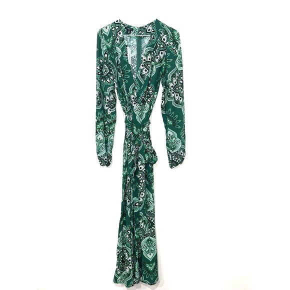 Karen Millen Petite Paisley Printed Morocain Woven Jumpsuit - Green 8 - Picture 4 of 12